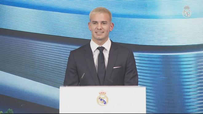 Franco Mastantuono dando su primer discurso como jugador del Real Madrid (RMTV)