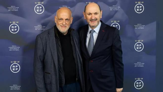 Javier Tebas, presidente de LALIGA, y Javier Louzán, dirigente de la RFEF (foto: RFEF).