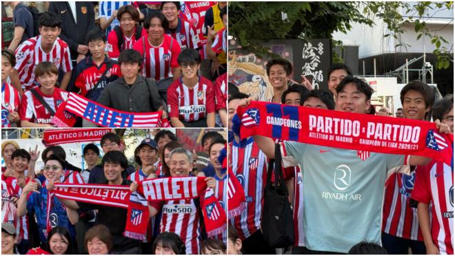 Los aficionados del Atleti esperando a Indi.
