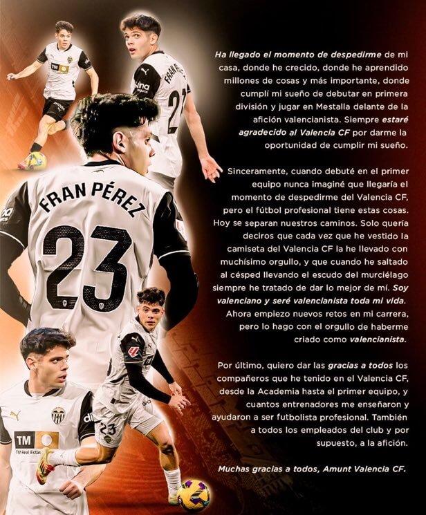 Fran se despide del Valencia CF