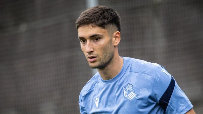Jon Gorrotxategi, en un entrenamiento (Foto: Real Sociedad).