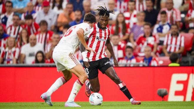 Nico Williams, en acción ante el Sevilla FC en San Mamés (Foto: Athletic Club).