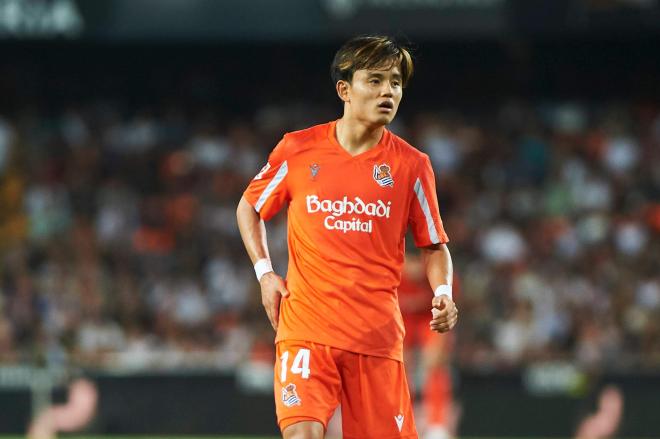 Take Kubo, en el Valencia-Real Sociedad (Foto: Cordon Press).