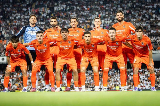 El once de la Real Sociedad en su primer partido ante el Valencia (Foto: Cordon Press).