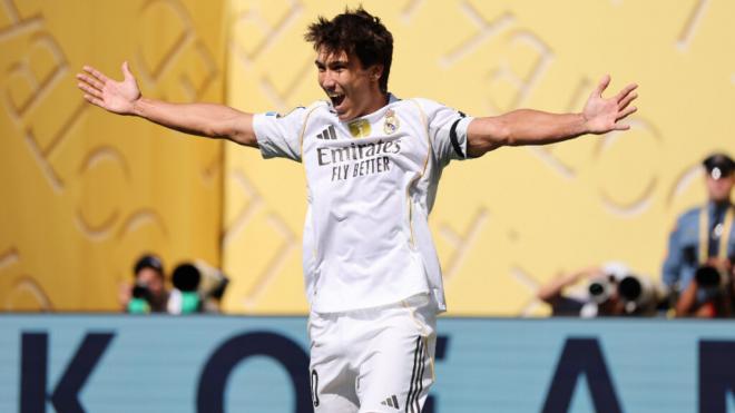 Gonzalo García celebrando un gol con el Real Madrid (Europa Press)