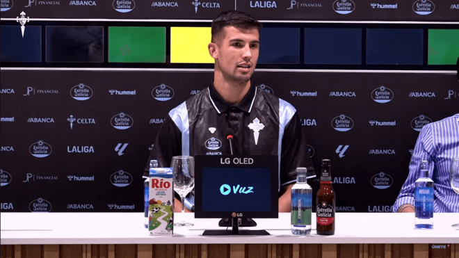 Carlos Domínguez, en rueda de prensa del Celta.