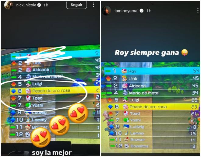 La partida de Lamine Yamal y Nicki Nicole al Super Mario Kart World (Foto: redes sociales)