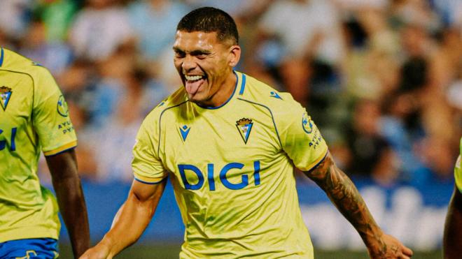 Ocampo celebra su gol ante el Leganés ('X' Cádiz CF)