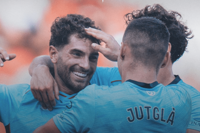 Javi Rueda celebra su gol ante el Mallorca (Foto: Celta).
