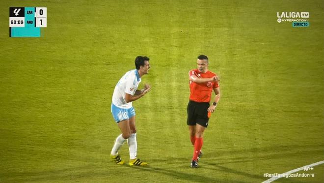 Expulsión de Pomares en el Zaragoza-Andorra.