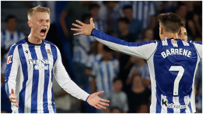 Barrenetxea y Óskarsson ante el Espanyol. (EFE)