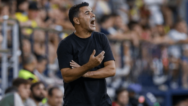 Míchel, durante el Villarreal-Girona (Foto: LaLiga).
