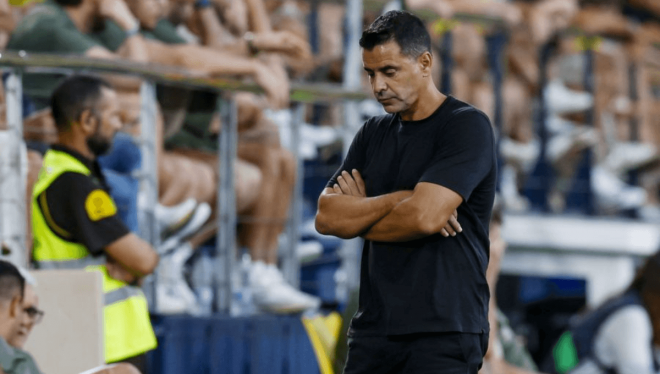 Míchel, durante el Villarreal-Girona (Foto: LaLiga).
