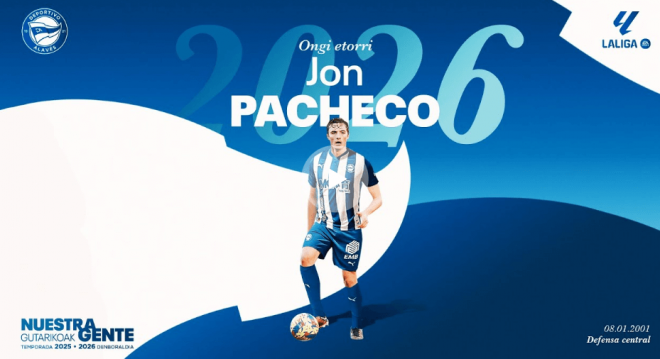 El Alavés anuncia la llegada de Jon Pacheco.