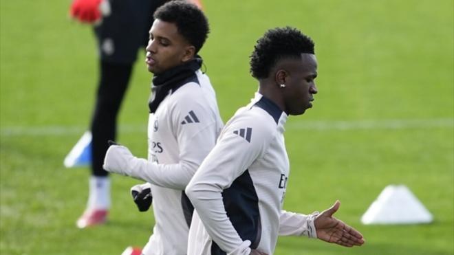 Rodrygo y Vinicius, en un entrenamiento con el Real Madrid (Europa Press)