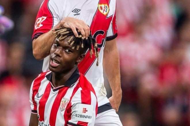 Nico Williams, dinamizador ofensivo en el partido ante el Rayo Vallecano en San Mamés (Foto: Athletic Club).