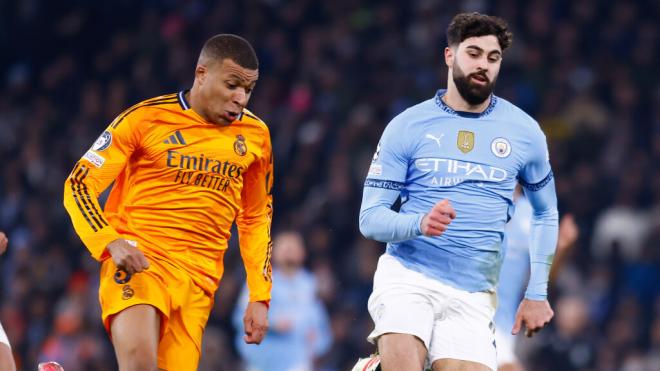 Kylian Mbappé y Gvardiol en el Manchester City-Real Madrid (Fuente: Europa Press)