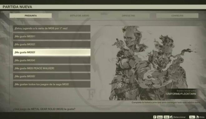 La primera pregunta de Metal Gear Solid Delta ofrece diferentes recompensas