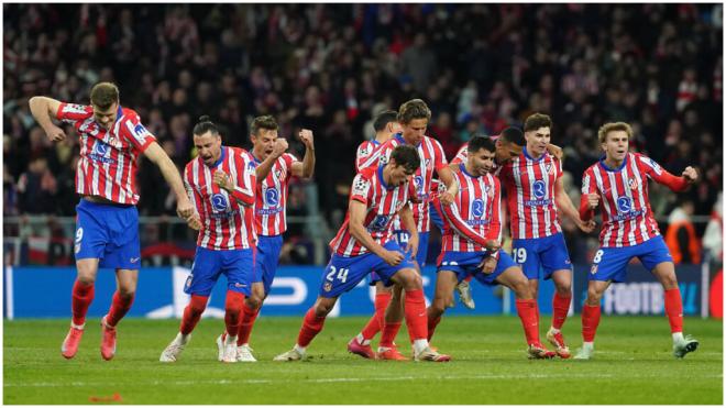 Los jugadores del Atlético de Madrid en Champions. (Cordon Press)