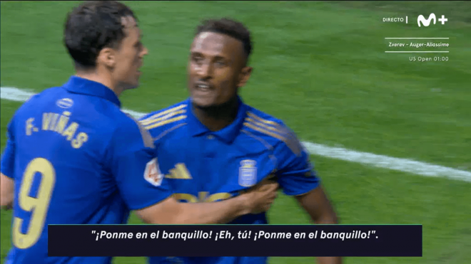 El enfado de Hassan con Paunovic su suplencia en el Oviedo-Real Sociedad (Captura: Movistar+).