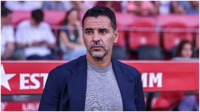 Míchel, durante el Girona - Sevilla. (Europa Press)
