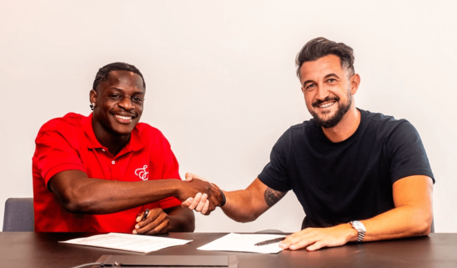 Etta Eyong y Héctor Rodas (Foto: Levante UD)