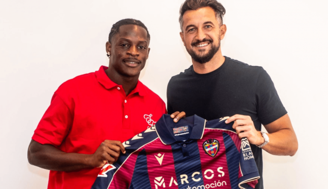 Etta Eyong y Héctor Rodas (Foto: Levante UD)