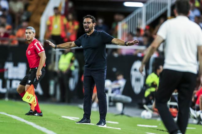 José Bordalás en Mestalla durante la derrota del Getafe ante el Valencia (Europa Press)
