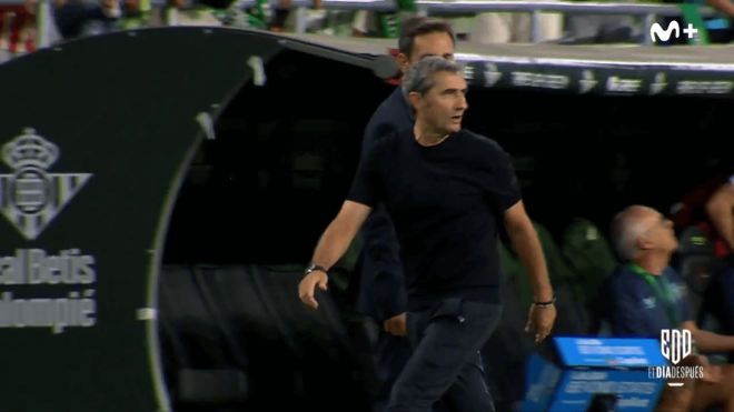 Ernesto Valverde se marcha expulsado de La Cartuja. (Foto: Movistar Plus)
