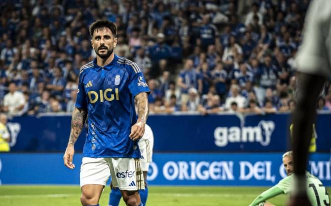 David Costas, durante el Real Oviedo-Real Madrid (Foto: LALIGA).