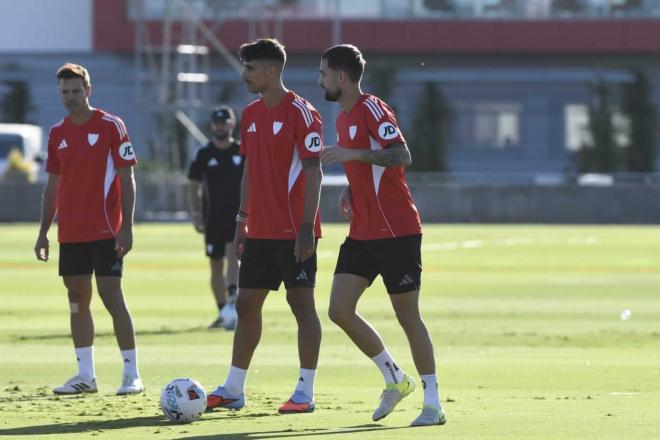 Fabio Cardoso y Adnan Januzaj, entrenando con el Sevilla (Foto: Kiko Hurtado).