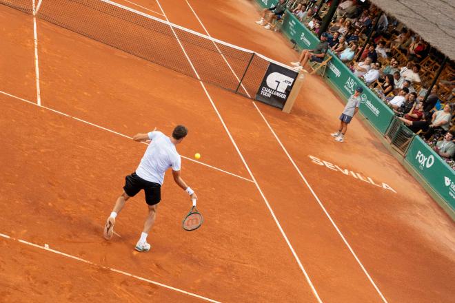 Pablo Carreño, durante un partido de la Copa Sevilla.