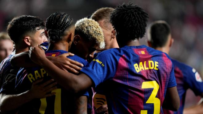 Los jugadores del Barcelona celebrando un gol (Fuente: Europa Press)