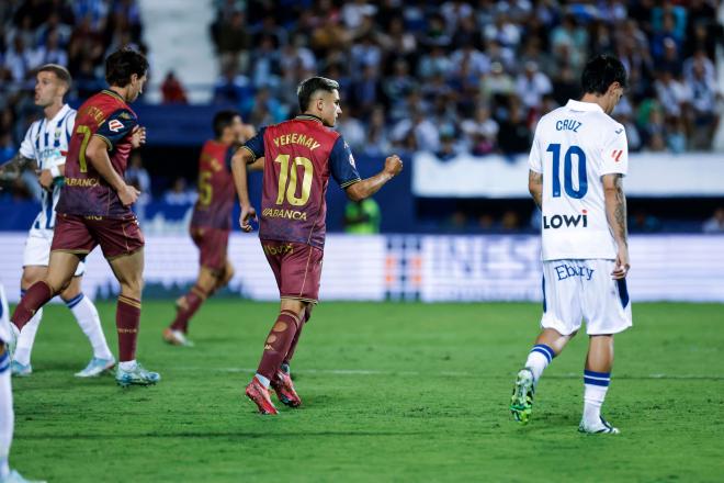 Yeremay Hernández celebra su gol en el Leganés-Deportivo (Foto: LALIGA).
