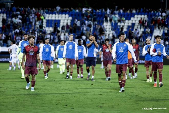 Los jugadores del Dépor saludan a su afición en Leganés (Foto: LaLiga).