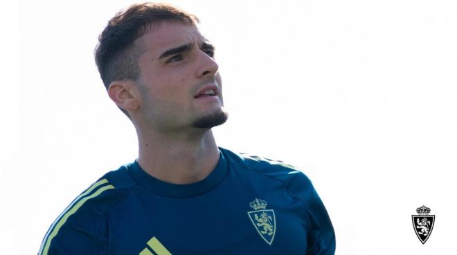 Marcos Cuenca, en un entrenamiento con el Real Zaragoza (Foto: RZ).
