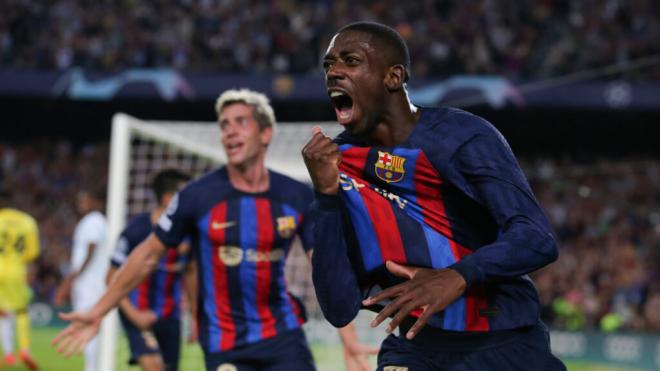 Ousmane Dembélé celebra un gol con el FC Barcelona (Europa Press)