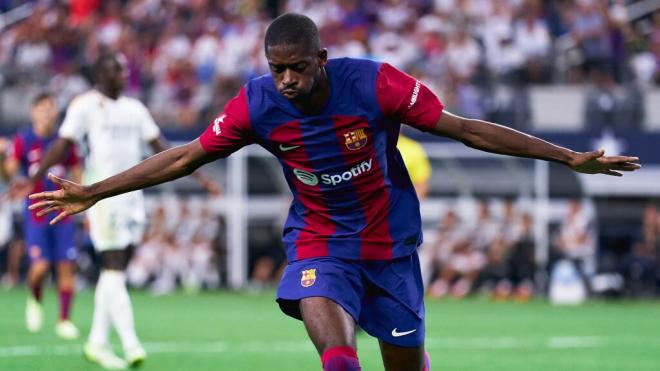 Ousmane Dembélé celebra un gol con el FC Barcelona (Europa Press)