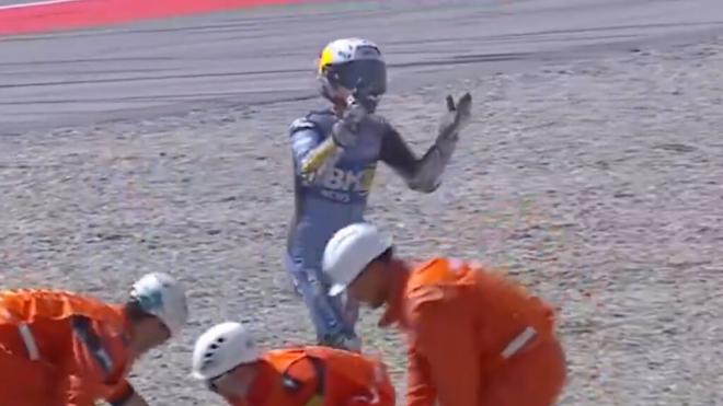 Álex Márquez, tras caerse en la 'sprint' en Montmeló (Foto: MotoGP).