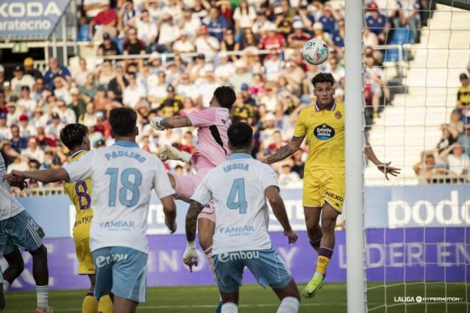 Jorge Delgado, ante el Real Zaragoza.