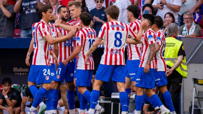 Los jugadores del Atlético de Madrid celebran un gol en el Metropolitano (Foto: Cordon Press)