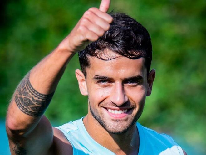 Gesto positivo del navarro Beñat Prados en Lezama (Foto: Athletic Club).