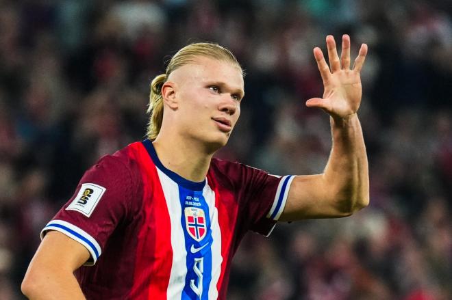 Erling Haaland, tras anotar cinco goles con Noruega (Foto: EFE).