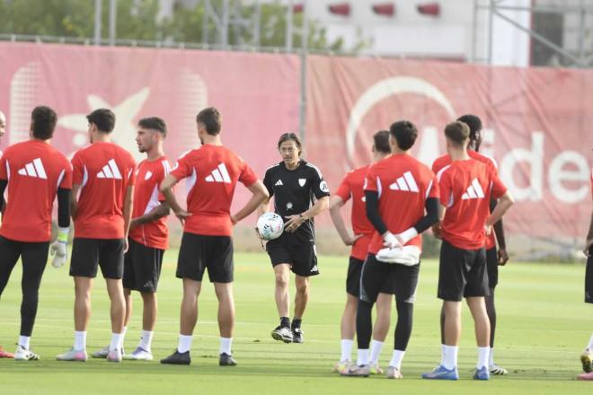 Matías Almeyda, en el entrenamiento del martes (Foto: Kiko Hurtado).