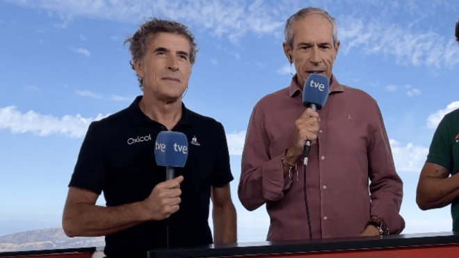Perico Delgado, en una retransmisión de TVE.