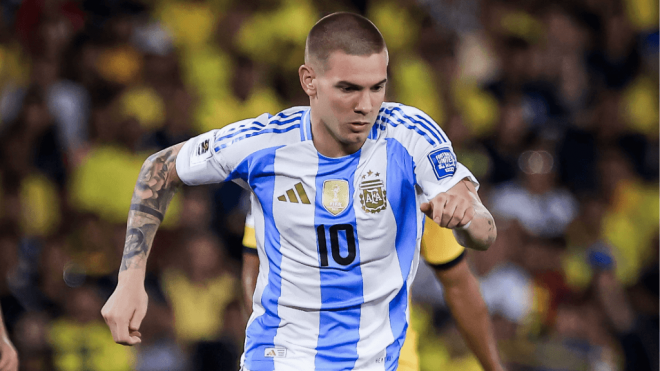 Franco Mastantuono con la '10' de Argentina ('X' @brfootball)