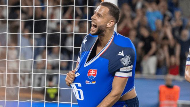 Hancko celebra un gol con Eslovaquia (Europa Press)
