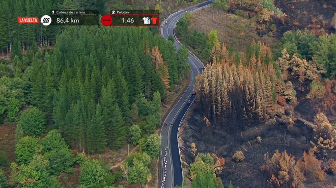 Las secuelas de los incendios, vistas en La Vuelta (Foto: RTVE)
