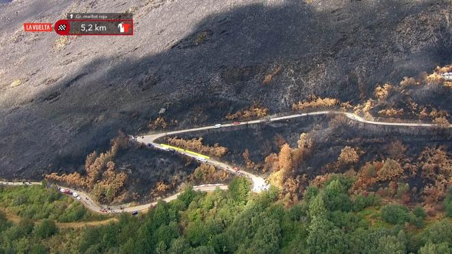 Las secuelas de los incendios, vistas en La Vuelta (Foto: RTVE)