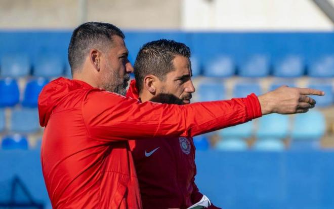 Andrés Palop con Rubén Mora en el Ibiza